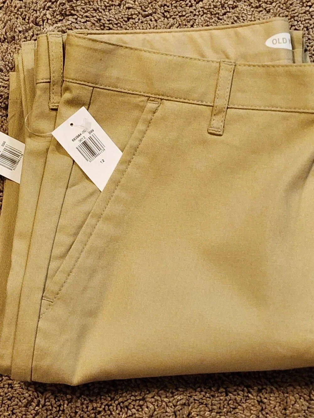 New Old Navy Boys Size 12 Khaki Uniform Pants, Built In Flex Reinforced Knees